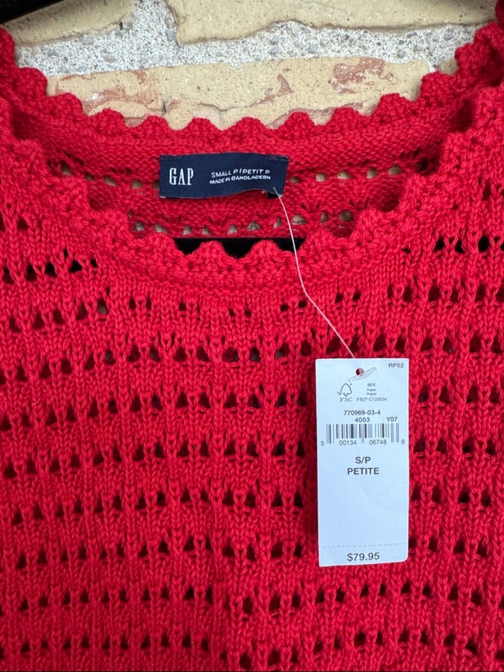 NWT GAP Red Crochet Tank Top - Picture 2 of 4